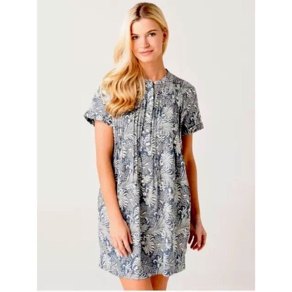 Faherty Women’s Hawaiian Print Gemina Tunic Dress Size XS VNeck Short Sleeve - Picture 1 of 11